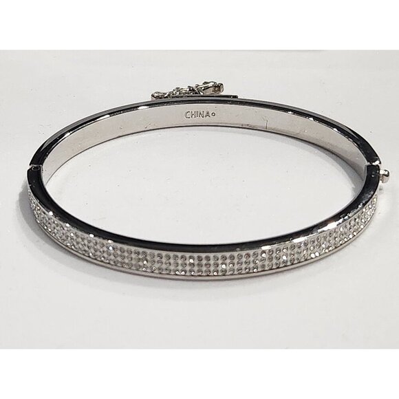 Coach Pavé Crystal Horse & Carriage Silver-tone Hinged Bracelet Charm Bangle - Picture 8 of 9